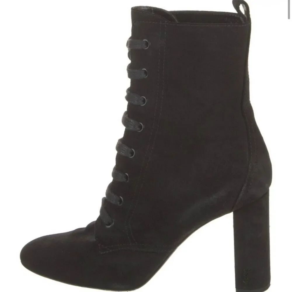 Saint Laurent LouLou Suede Lace Up Boots 39.5